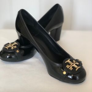 Tory Burch Aaden Mid Heel Patent Leather Pumps
